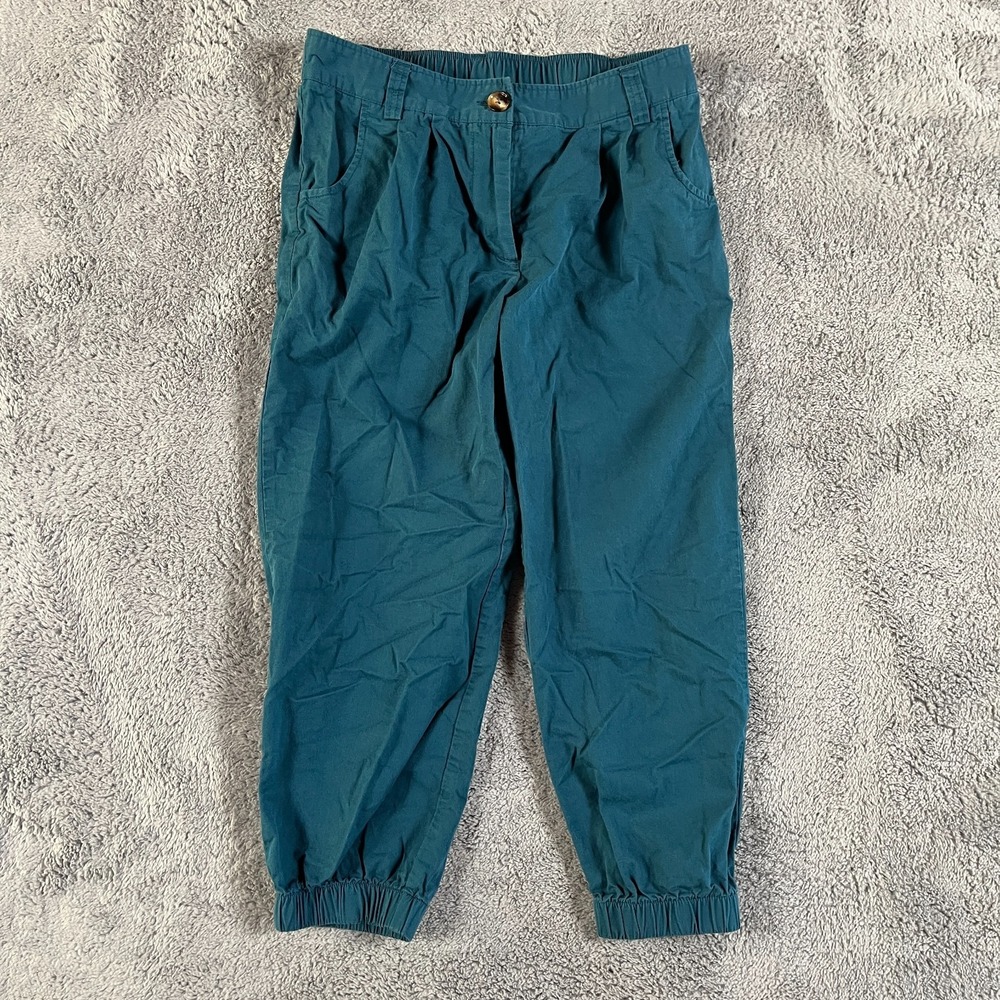 Halara Jogger Pants Womens Medium Teal Blue Pleated Elastic Waist Tapered Leg